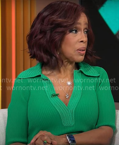 Gayle King's green collared dress on CBS Mornings