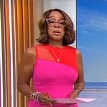 Gayle King’s pink and red dress on CBS Mornings