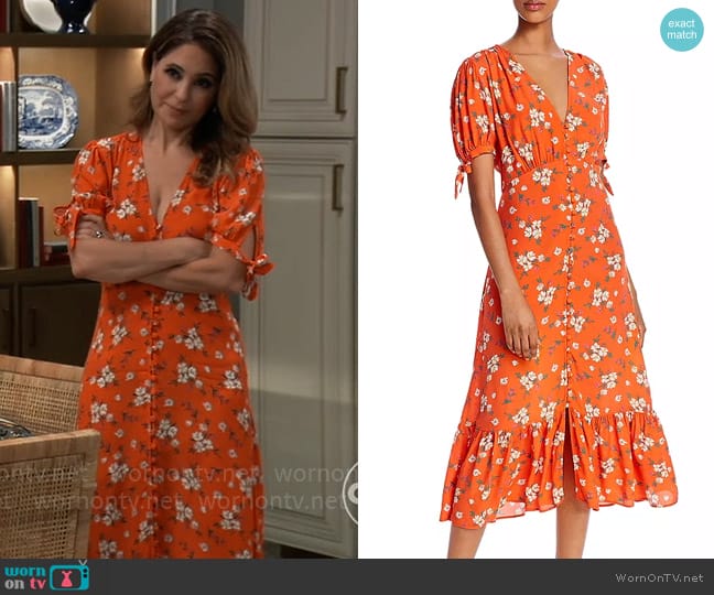 Ghost London Maddy Floral-Print Midi Dress worn by Olivia Falconeri (Lisa Lo Cicero) on General Hospital