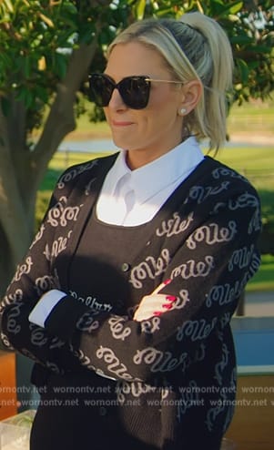 Gina's black printed cardigan on The Real Housewives of Orange County