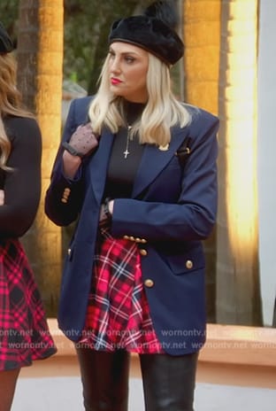 Gina's navy gold button blazer on The Real Housewives of Orange County