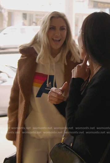 Gina's white graphic hoodie on The Real Housewives of Orange County