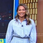 Ginger’s blue striped mini shirtdress on Good Morning America