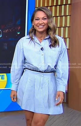 Ginger's blue striped mini shirtdress on Good Morning America