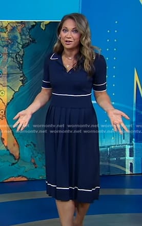 Ginger's navy contrast trim polo dress on Good Morning America