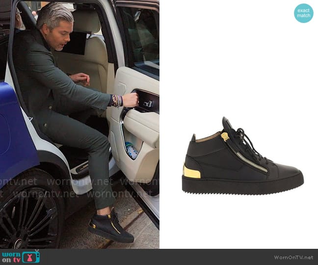 Giuseppe Zanotti Kriss Steel Lace Up Sneakers worn by Ryan Serhant on Owning Manhattan