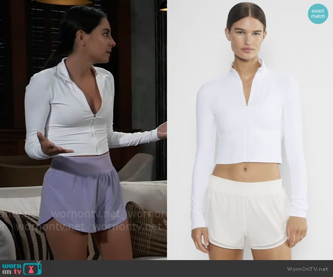 Golden at Aritzia BUTTER Limit Zip Longsleeve in White worn by Molly Lansing-Davis (Kristen Vaganos) on General Hospital