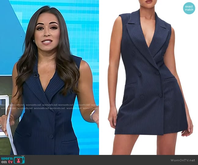 Good American Pinstripe Sleeveless Blazer Minidress worn by Kaylee Hartung on Today