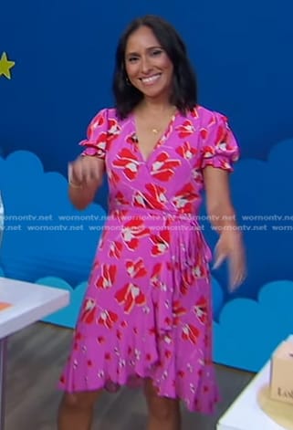 Grace Bastidas’s pink floral wrap dress on Good Morning America