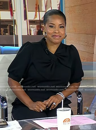 Sheinelle’s black bow neck top on Today