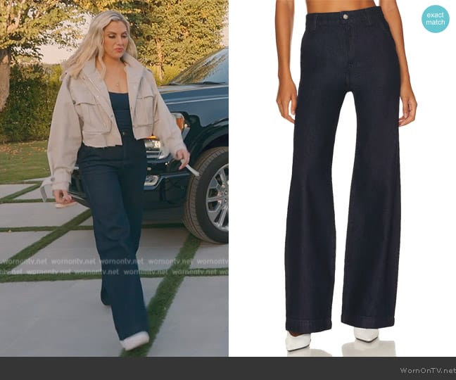 Grlfrnd Camille High Rise Flared Trouser worn by Gina Kirschenheiter on The Real Housewives of Orange County