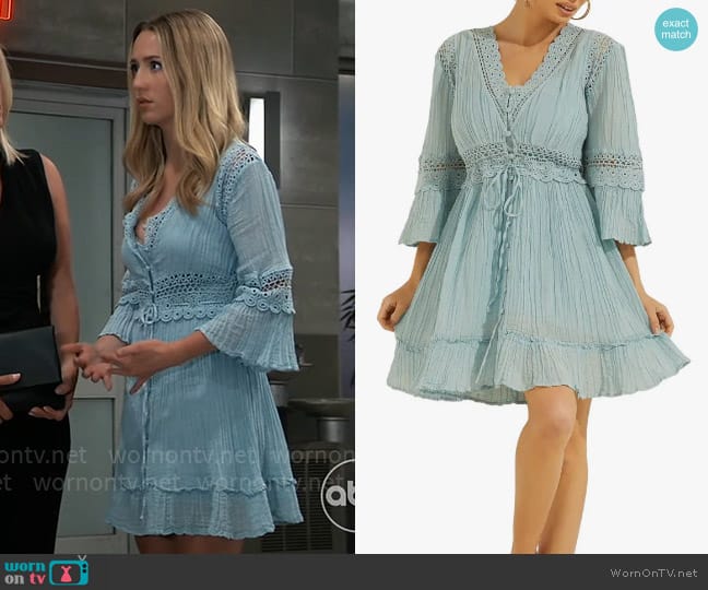 Guess Reya Gauze Fit & Flare Dress worn by Josslyn Jacks (Eden McCoy) on General Hospital