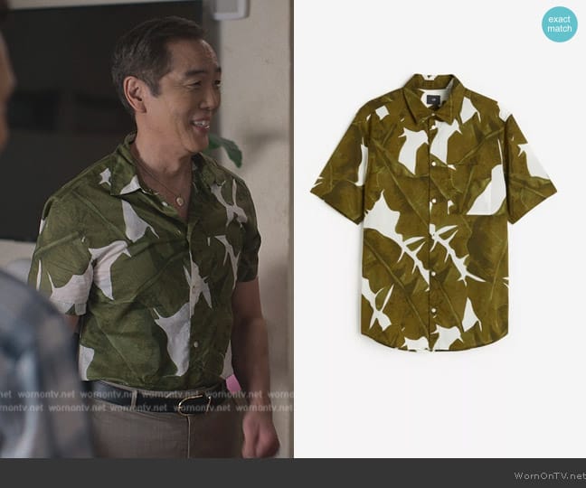 H&M Leaf Print Shirt worn by Chozen Toguchi (Yuji Don Okumoto) on Cobra Kai