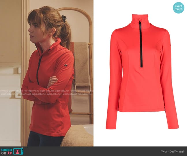 Goldbergh Half-zip Long-Sleeve Top worn by Emily Cooper (Lily Collins) on Emily in Paris