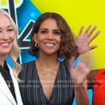 Halle Berry’s grey striped jumpsuit on Good Morning America