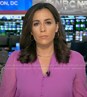 Hallie Jackson's pink v-neck blouse on Today