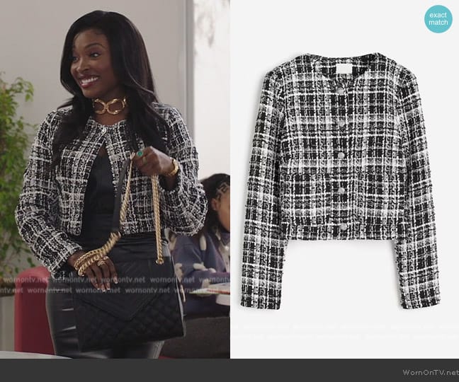 H&M Boucle Jacket worn by Valerie (Loren Lott) on All American Homecoming