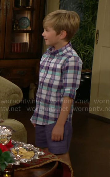 Harrison's plaid button down shirt on The Young and the Restless