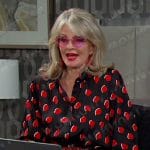 Hattie’s black heart print blouse on Days of our Lives