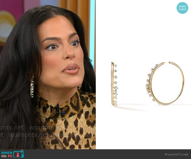 Hearts on Fire Barre Floating Diamond Large Hoops worn by Ashley Graham on CBS Mornings