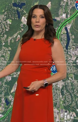 Heather O'Rourke's red lace-up side dress on Good Morning America