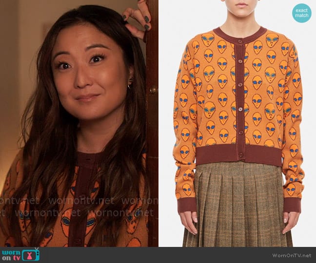 Helmstedt Lilly Cardigan worn by Mindy Chen (Ashley Park) on Emily in Paris