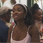 Hilary’s pink gingham check crop top and skirt on Bel-Air