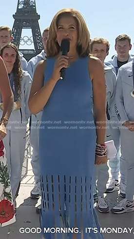 Hoda's blue cutout sleeveless dress on Today