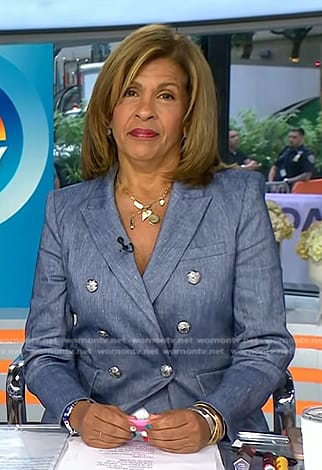 Hoda’s blue double breasted blazser on Today