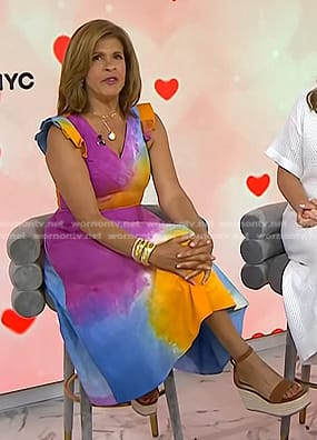 Hoda’s brown suede wedge sandals on Today