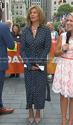 Hoda’s navy polka dot shirtdress on Today