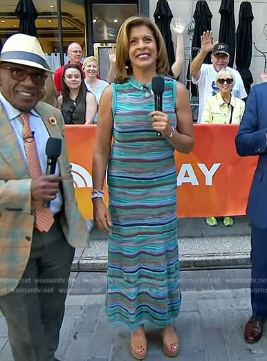 Hoda’s blue stripe knit dress on Today