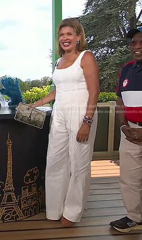 Hoda's white sleeveless jumpsuit on Today