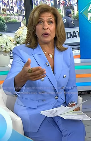 Hoda's blue double breasted blazer and cropped pants on Today