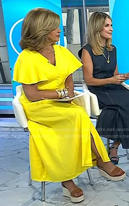 Hoda's brown suede wedge sandals on Today