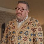 Howard’s crochet knit cardigan on Only Murders in the Building