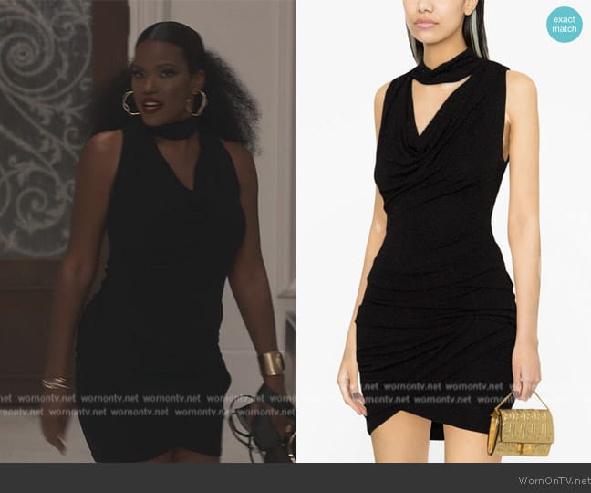 Iro Mikano cowl-neck minidress worn by Vivian Banks (Cassandra Freeman) on Bel-Air