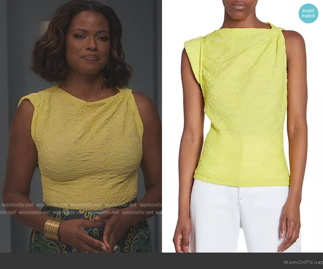 Isabel Marant Fabiena Jacquard One-Sleeve Top worn by Vivian Banks (Cassandra Freeman) on Bel-Air