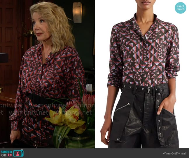 Isabel Marant Ilda Abstract Print Button-Up Shirt worn by Nikki Reed Newman (Melody Thomas-Scott) on The Young and the Restless