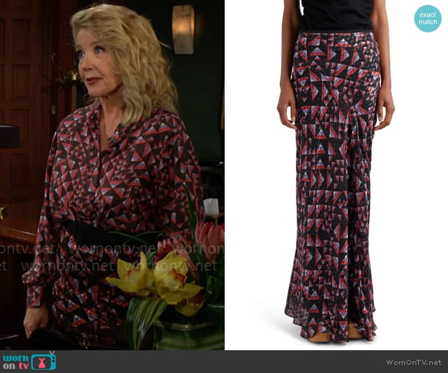 Isabel Marant Katae Print Skirt worn by Nikki Reed Newman (Melody Thomas-Scott) on The Young and the Restless