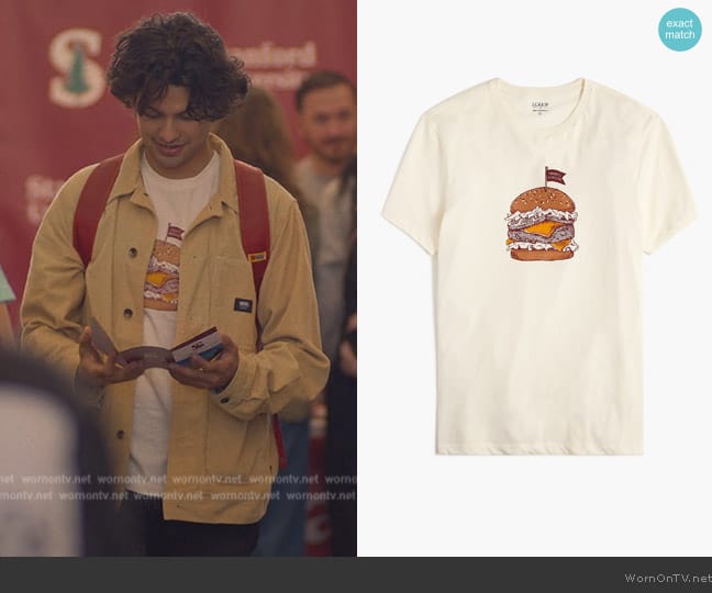 J. Crew Frank's burgers Graphic Tee worn by Miguel Diaz (Xolo Mariduena) on Cobra Kai