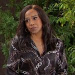 Jada’s black chain print blouse on Days of our Lives