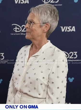 Jamie Lee Curtis's white embellished blouse on Good Morning America