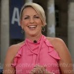 Jamie Yuccas’s pink ruffled top on CBS Mornings