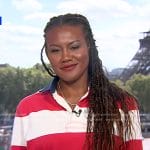 Janai’s red striped rugby shirt on Good Morning America