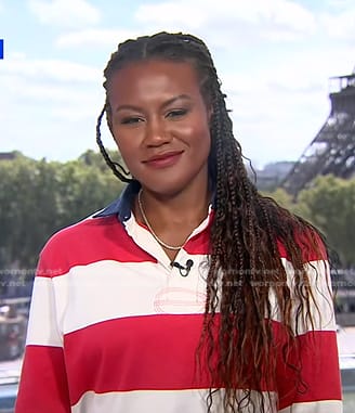 Janai’s red striped rugby shirt on Good Morning America