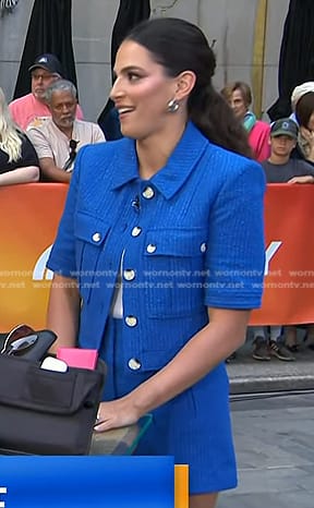 Janelle Cohen's blue short sleeve tweed jacket and shorts on Today