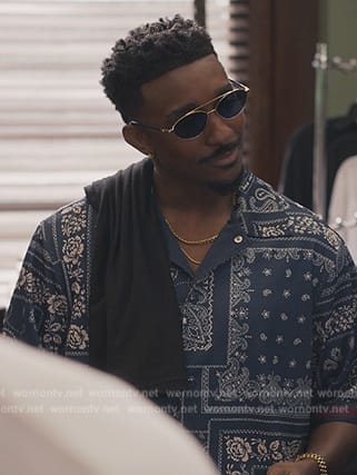 Jazz's navy bandana print shirt on Bel-Air