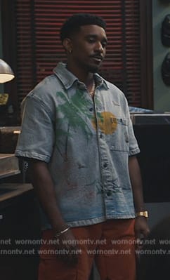 Jazz's palm print denim shirt on Bel-Air