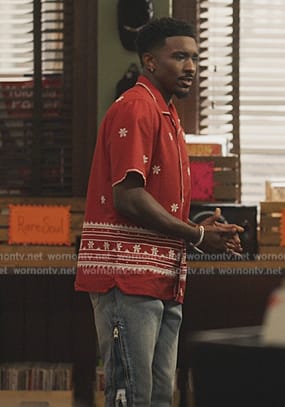 Jazz's red embroidered shirt on Bel-Air